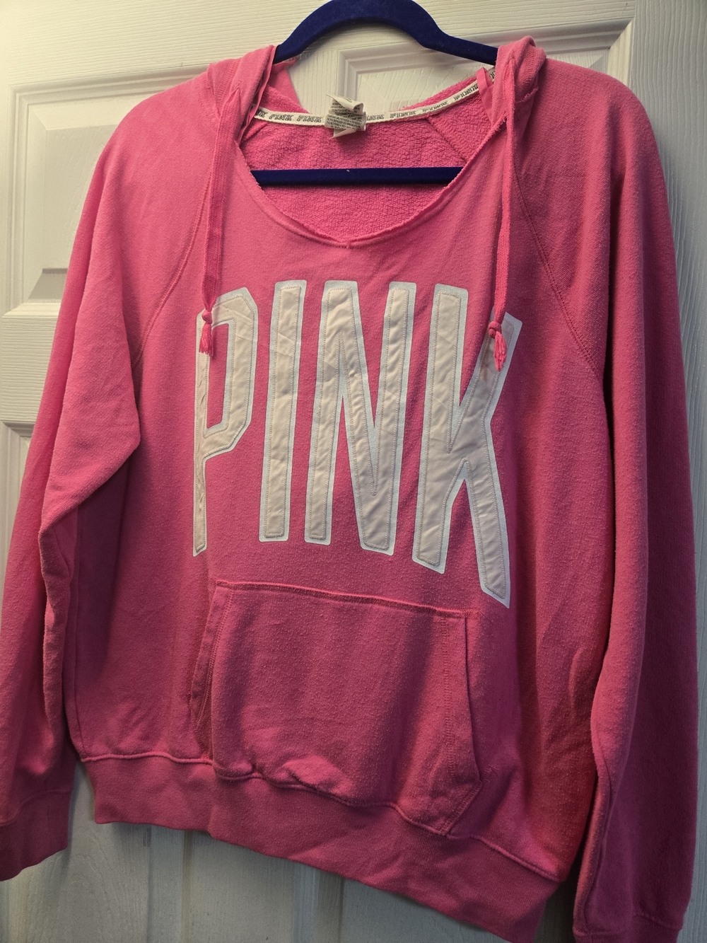 Victoria's Secret PINK Bright Pink Pullover Hoodie with Patch Lettering
